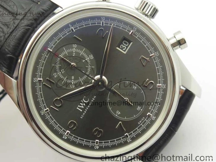 MIROTIME 0308 Portuguese Chrono SS ZF 1:1 Best Edition Gray Dial SS On Black Leather Strap A ZipUp 7215